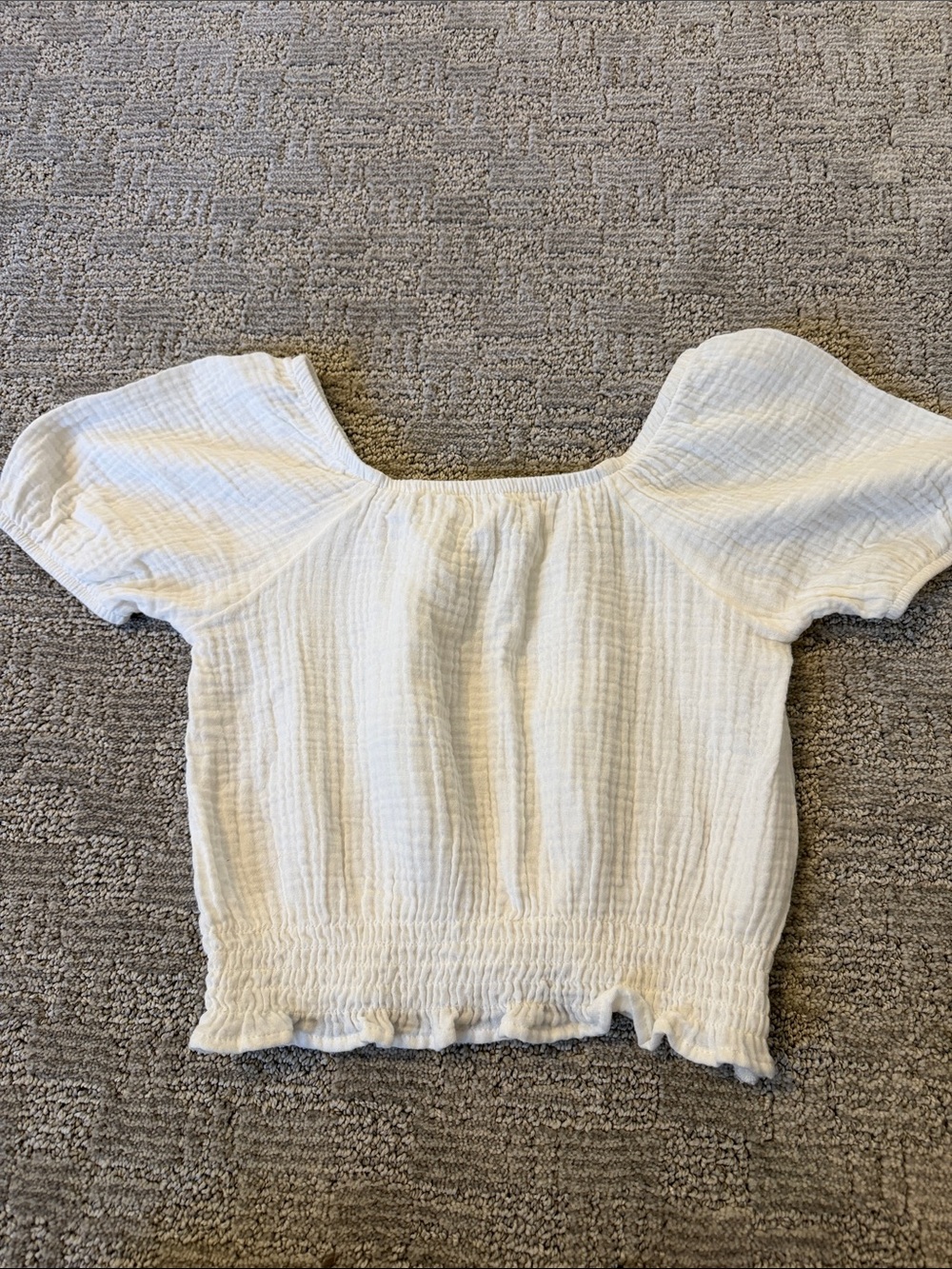 White Puff Sleeve Smocked Crop Top, Grayson threads, M(8)